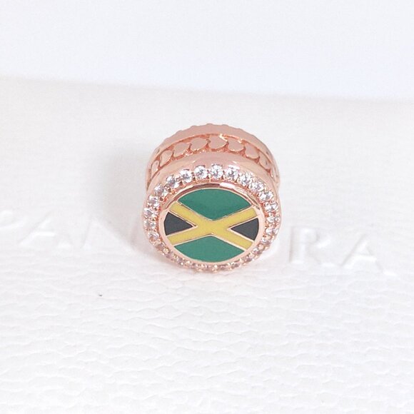 Pandora Jamaica Flag Exclusive Bead Charm Rose Gold Plated with box - Picture 1 of 7
